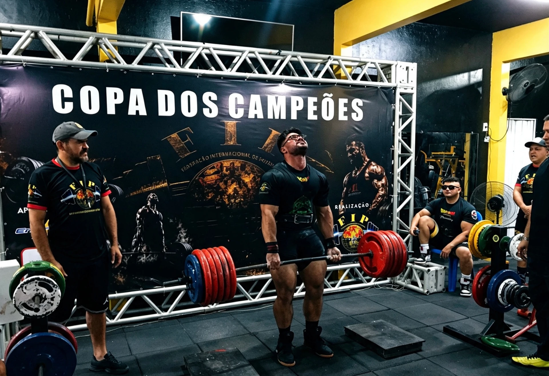 Atleta finalizando um levantamento terra na Copa dos Campeões